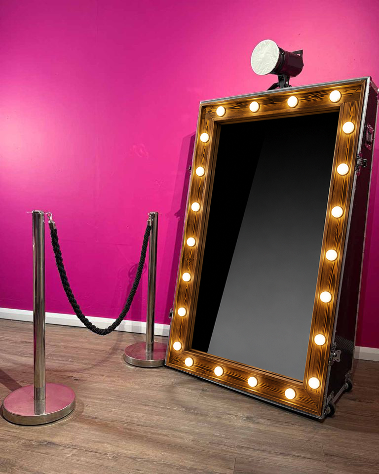 Magic Mirror Hire Yorkshire - Rustic Wooden Hollywood Frame